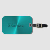 Étiquette À Bagage Monogramme bleu brillant en faux métal (Devant Horizontal)