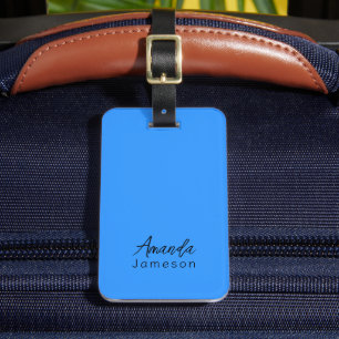 Étiquette À Bagage Monogramme bleu clair doux Nom complet