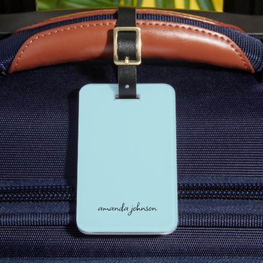 Étiquette À Bagage Monogramme bleu clair moderne minimal Nom complet (Insitu Rectoal 2)