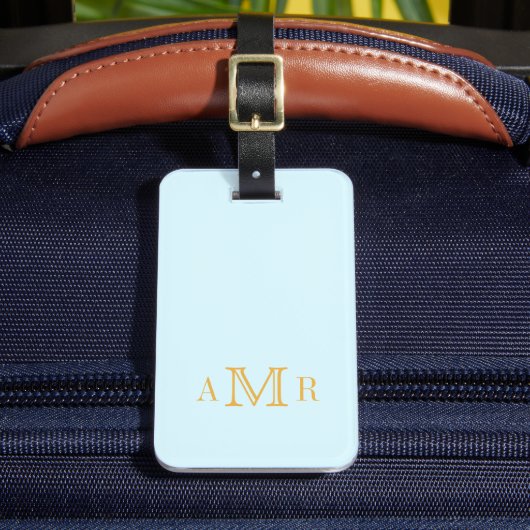 Étiquette À Bagage Monogramme bleu clair personnalisé (Insitu Rectoal 2)