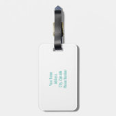 Étiquette À Bagage Monogramme bleu et blanc turquoise simple avec (Dos Vertical)