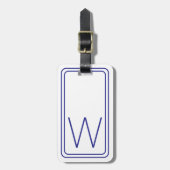 Étiquette À Bagage Monogramme bleu marine simple et blanc (Devant Vertical)