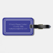 Étiquette À Bagage Monogramme bleu marine simple et blanc (Dos horizontal)