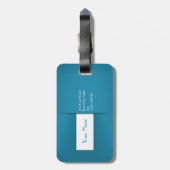 Étiquette À Bagage Monogramme bleu moderne (Dos Vertical)