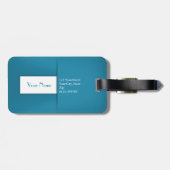 Étiquette À Bagage Monogramme bleu moderne (Dos horizontal)