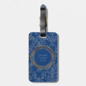 Étiquette À Bagage Monogramme bleu Motif mignon pour lui ou pour elle (Dos Vertical)