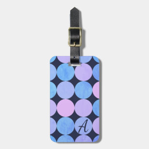 Étiquette À Bagage Monogramme bleu pourpre et rose des cercles