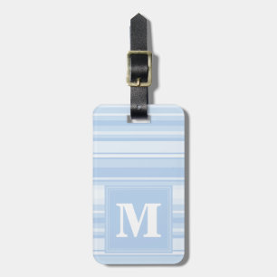 Étiquette À Bagage Monogramme Bleu rayures