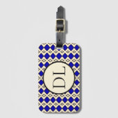 Étiquette À Bagage Monogramme bleu royal (Devant Vertical)