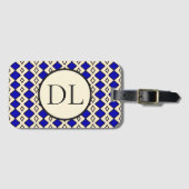Étiquette À Bagage Monogramme bleu royal (Devant Horizontal)
