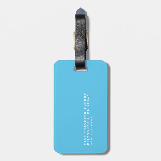 Étiquette À Bagage Monogramme bleu simple (Dos Vertical)