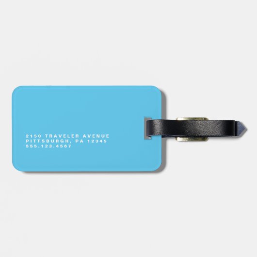 Étiquette À Bagage Monogramme bleu simple (Dos horizontal)