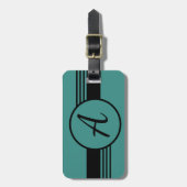 Étiquette À Bagage Monogramme bleu simple initial (Devant Vertical)