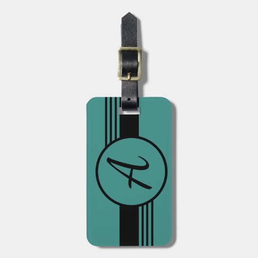 Étiquette À Bagage Monogramme bleu simple initial (Devant Vertical)