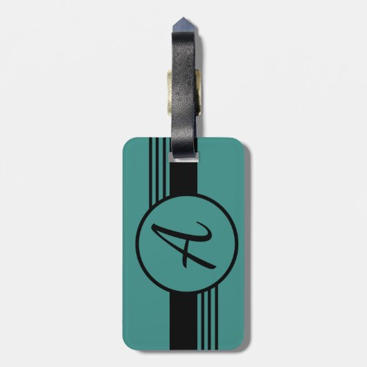 Étiquette À Bagage Monogramme bleu simple initial (Dos Vertical)