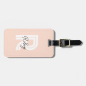 Étiquette À Bagage Monogramme Blush rose mignon Girly Chic Retro Styl (Devant horizontal)
