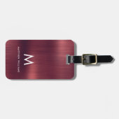 Étiquette À Bagage Monogramme Bourgogne Faux en acier métallique bros (Devant horizontal)