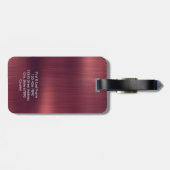Étiquette À Bagage Monogramme Bourgogne Faux en acier métallique bros (Dos horizontal)