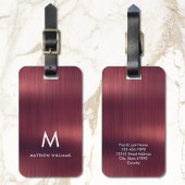 Étiquette À Bagage Monogramme Bourgogne Faux en acier métallique bros