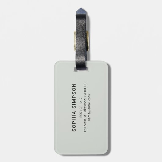 Étiquette À Bagage Monogramme Bras de script Sage vert (Dos Vertical)