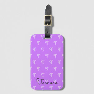 Étiquette À Bagage Monogramme brillant Neon initial violet
