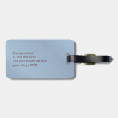 Étiquette À Bagage Monogramme Brown bleu texture simple (Dos horizontal)