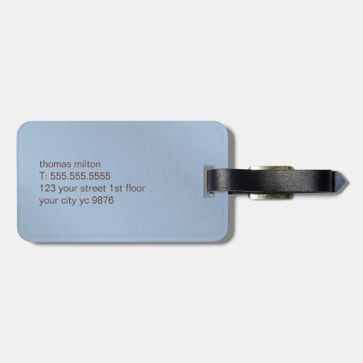 Étiquette À Bagage Monogramme Brown bleu texture simple (Dos horizontal)