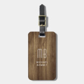 Étiquette À Bagage Monogramme Brown Faux Bois Texture (Devant Vertical)