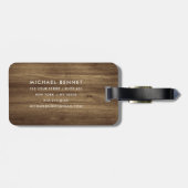 Étiquette À Bagage Monogramme Brown Faux Bois Texture (Dos horizontal)
