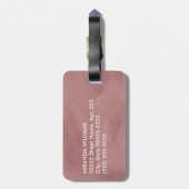 Étiquette À Bagage Monogramme Brown Rosy simple et chic avec nom (Dos Vertical)