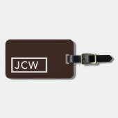 Étiquette À Bagage Monogramme Brown simple en gras (Devant horizontal)