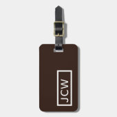 Étiquette À Bagage Monogramme Brown simple en gras (Devant Vertical)