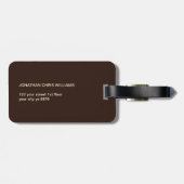 Étiquette À Bagage Monogramme Brown simple en gras (Dos horizontal)