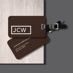 Étiquette À Bagage Monogramme Brown simple en gras