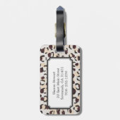 Étiquette À Bagage Monogramme brun chic moderne de motif d'impression (Dos Vertical)