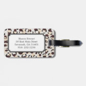 Étiquette À Bagage Monogramme brun chic moderne de motif d'impression (Dos horizontal)