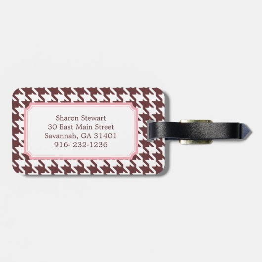 Étiquette À Bagage Monogramme brun classique élégant de rose de (Dos horizontal)