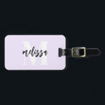 Étiquette À Bagage Monogramme Brush Script Pastel Purple<br><div class="desc">Calligraphie d'écriture moderne.</div>