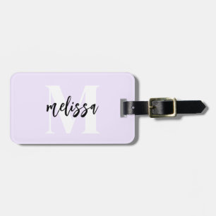 Étiquette À Bagage Monogramme Brush Script Pastel Purple