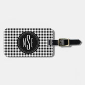 Étiquette À Bagage Monogramme, Buffalo Check Plaid noir et blanc (Devant horizontal)