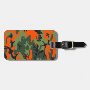Étiquette À Bagage Monogramme camouflage de chasse orange