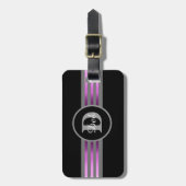 Étiquette À Bagage Monogramme Cercle Silhouette Gris et Noir (Devant Vertical)