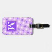 Étiquette À Bagage Monogramme cercles violets motif (Devant horizontal)