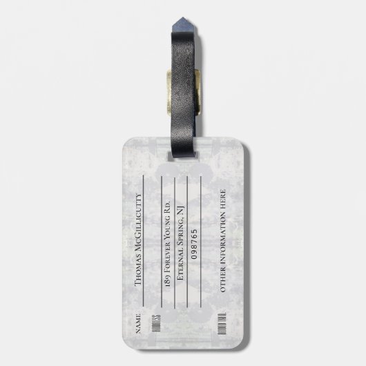 Étiquette À Bagage Monogramme Chic Decay Police Adresse double face (Dos Vertical)