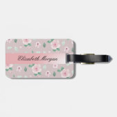 Étiquette À Bagage Monogramme Chic Fleurs Aquarelles (Dos horizontal)