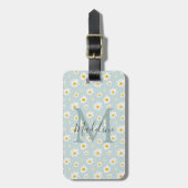 Étiquette À Bagage Monogramme Chic Minimal Daisy Sarcelle Script (Devant Vertical)