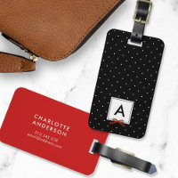 Monogramme Chic Rouge Ruban Polka Point Noir