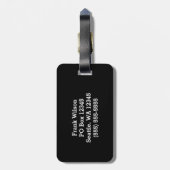 Étiquette À Bagage Monogramme circulaire noir et blanc (Dos Vertical)