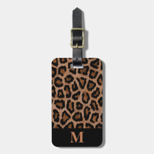 Étiquette À Bagage Monogramme Classique Imprimé Taches de Léopard Noi