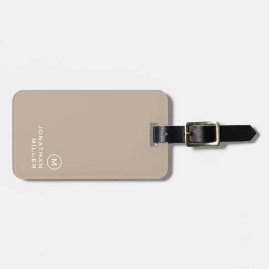 Étiquette À Bagage Monogramme classique minimal beige (Devant horizontal)